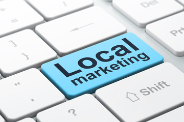 Advertising concept: Local Marketing on computer keyboard background