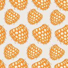 Seamless pattern with aspberries