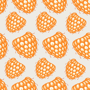 Seamless pattern with aspberries