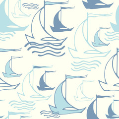 Seamless pattern with ships