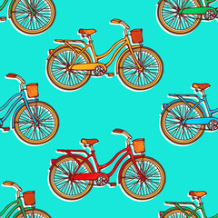 Seamless pattern with bicycles