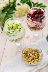 cocktail of muesli, yoghurt and berries