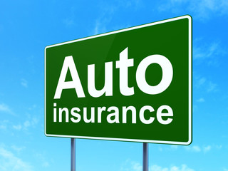 Insurance concept: Auto Insurance on road sign background