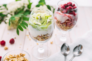 cocktail of muesli, yoghurt and berries
