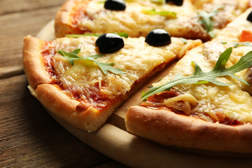 Fresh baked pizza, close up