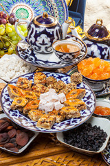 Oriental sweets with tea