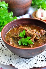 Lamb braised in white wine with tarragon, coriander and green onions.