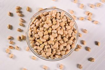 Black eyed bean on glass bowl