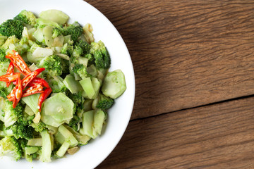 Thai Food Stir Fried broccoli (Pad pak) Thai Style Food