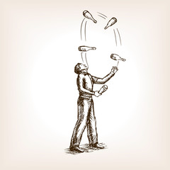 Juggler man sketch style vector illustration