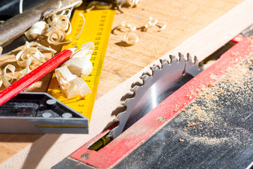 sawing board by a circular saw