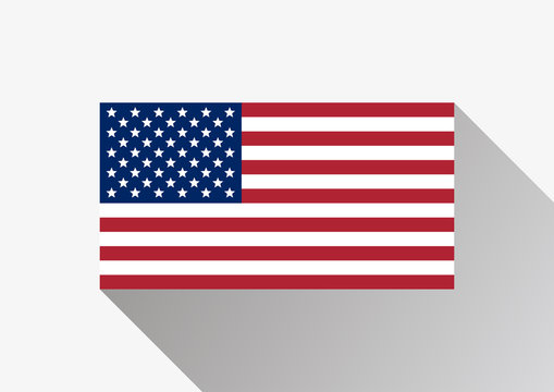 Flag of the United States. American flag on a gray background. USA flag in flat design style. Vector illustration