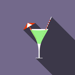 Cocktail icon, flat style
