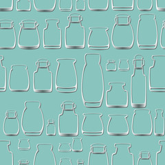 Seamless pattern with white silhouette jars .