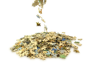 puzzle are falling on a pile