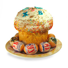 Easter cake and Easter eggs