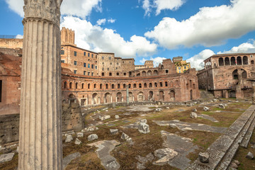 Fototapeta premium The Portici Laterali of the famous ruins of the Trajan's Forum, Foro di Traiano, in Rome, Lazio, Italy.