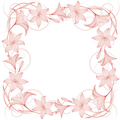 Fototapeta na wymiar Monochrome floral background with abstract lily flowers. Vector illustration.