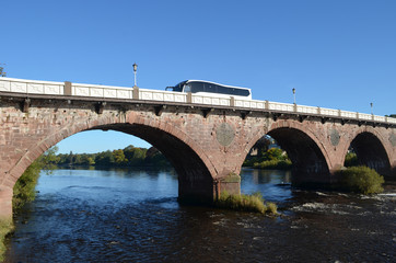 Fototapeta na wymiar Arches of Perth bridge spanning the river Tay, Perth, Scotland