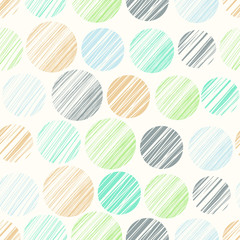 Seamless pattern with hand drawn circle elements. Polka dot back