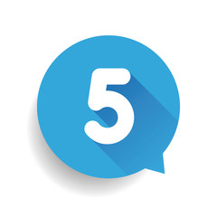 Number five 5 speech bubble blue