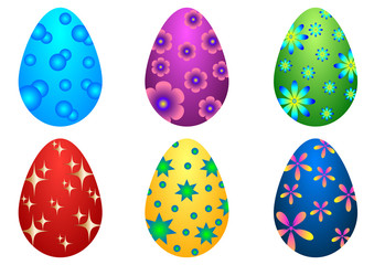 Collection of vector color Easter eggs on a White background