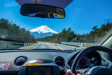 View when drving on the road to Mount Fuji
