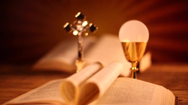 Symbol christianity religion a golden chalice