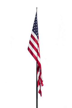 american flag waving isolated on white