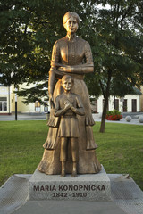 Monument to Maria Konopnicka in Park of 3rd May Constitution. Suwalki. Poland