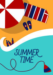 Leaflet on a summer theme of the sea. Beach vacation resorts. Ready to Print.