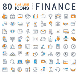 Set Vector Flat Line Icons Finance