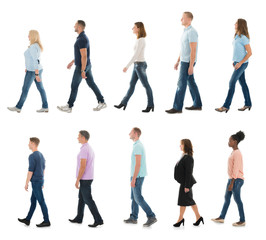 Obraz premium Group Of People Walking In Line