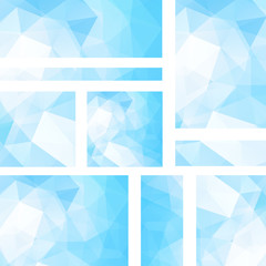 Low poly background set. Geometric polygonal design.