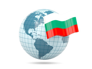 Naklejka premium Globe with flag of bulgaria