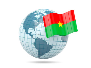 Obraz premium Globe with flag of burkina faso