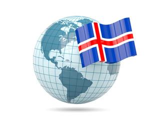 Globe with flag of iceland
