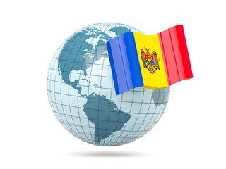 Globe with flag of moldova