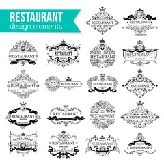 Set of Luxury Logo template for restaurant. Vintage frame template for restaurant menu. Restaurant Logo design. Vector illustration.
