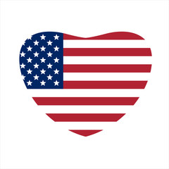 US Flag in shape of heart. US symbol. Flag of the United States of America. American flag inside of the heart. Vector illustration