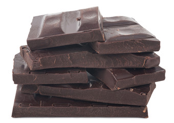 Chocolate stack on the white background