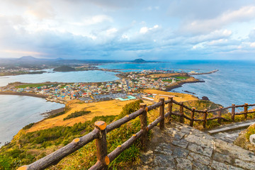 Plakat View from Seongsan Ilchulbong moutain in Jeju Island, South Kore