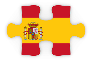 Spanish Flag Puzzle Piece Top Down Orthographic 3D Illustration