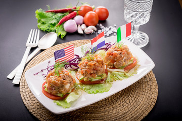 Nam prik ong, Thai northern style chili paste cooktail food.