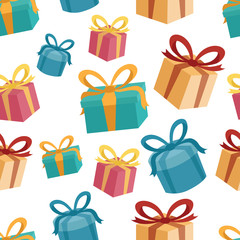 Seamless Pattern Of Birthday Or Christmas Gift Box