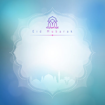 Eid Mubarak card background for greeting celebration with arabic calligraphy