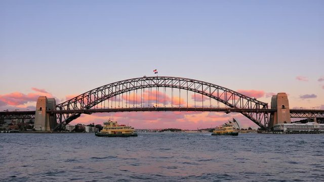 Sydney Harbour Bridge sunset in 4k