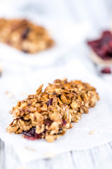 Homemade Granola Bars with Peanuts and Cranberries (selective fo