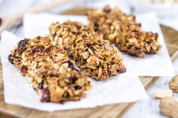 Homemade Granola Bars with Peanuts and Cranberries (selective fo