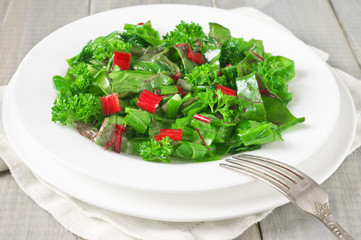 Leafy vegetables salad in plate